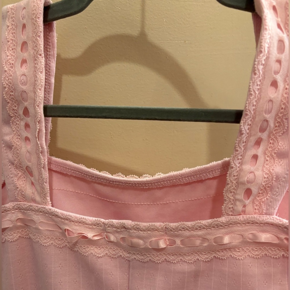 NWOT Charlotte Russe Pink Coquette Mini Dress Ribbon/Lace Trim Women’s Size M - Picture 9 of 11